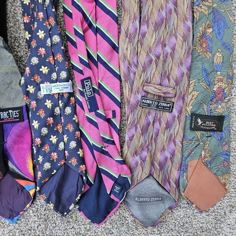 Tie Lot 12 Vintage Mens Neck Ties Colorful Business Variety - Picture 9 of 13
